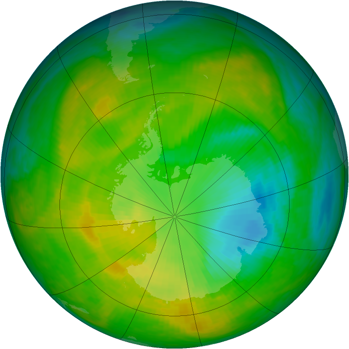 Antarctic ozone map for 24 November 1986